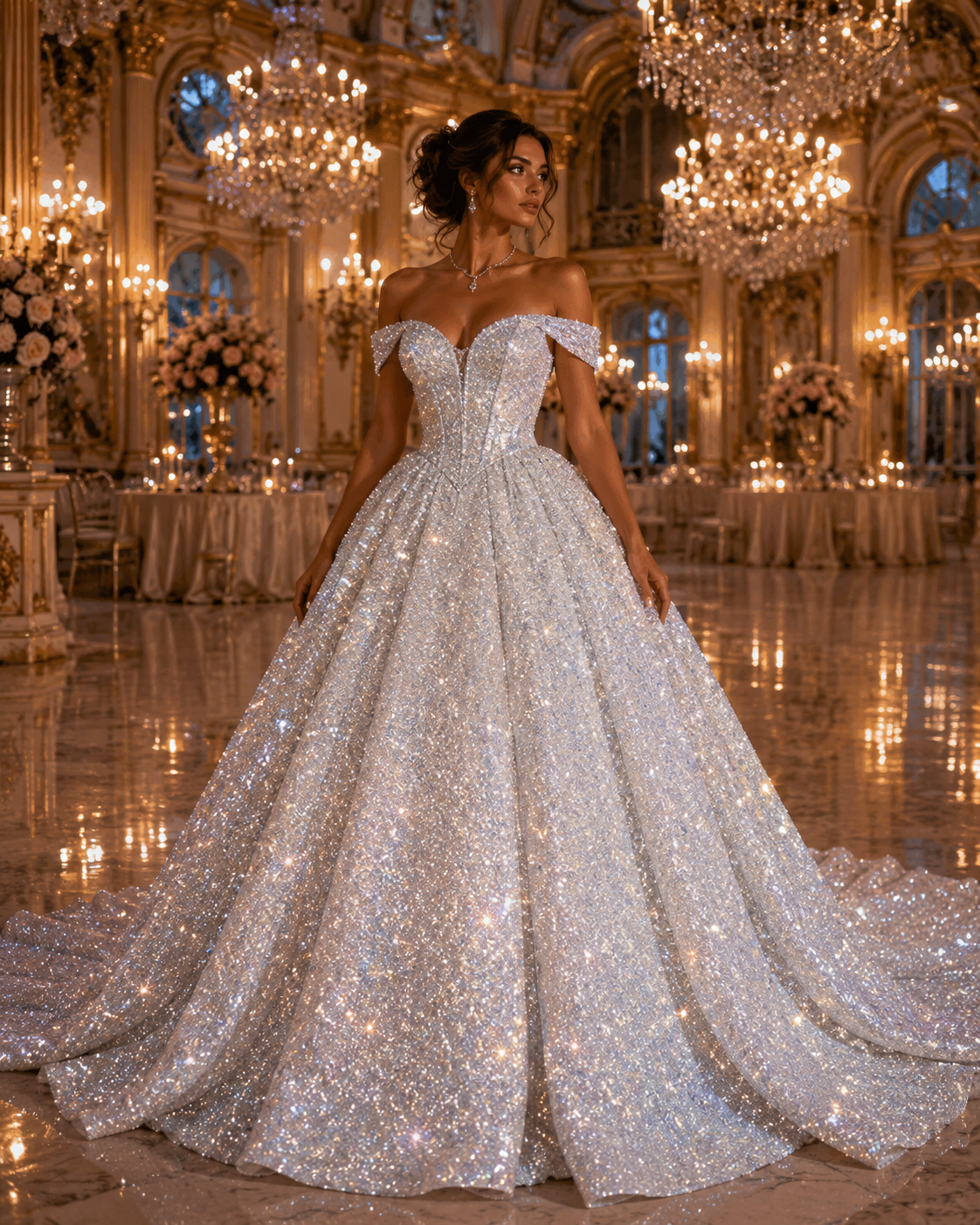 Dubaï-Robe Princesse Pailletée Luxe