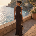 Léna – Robe Longue Dos Nu Élégance Satinée