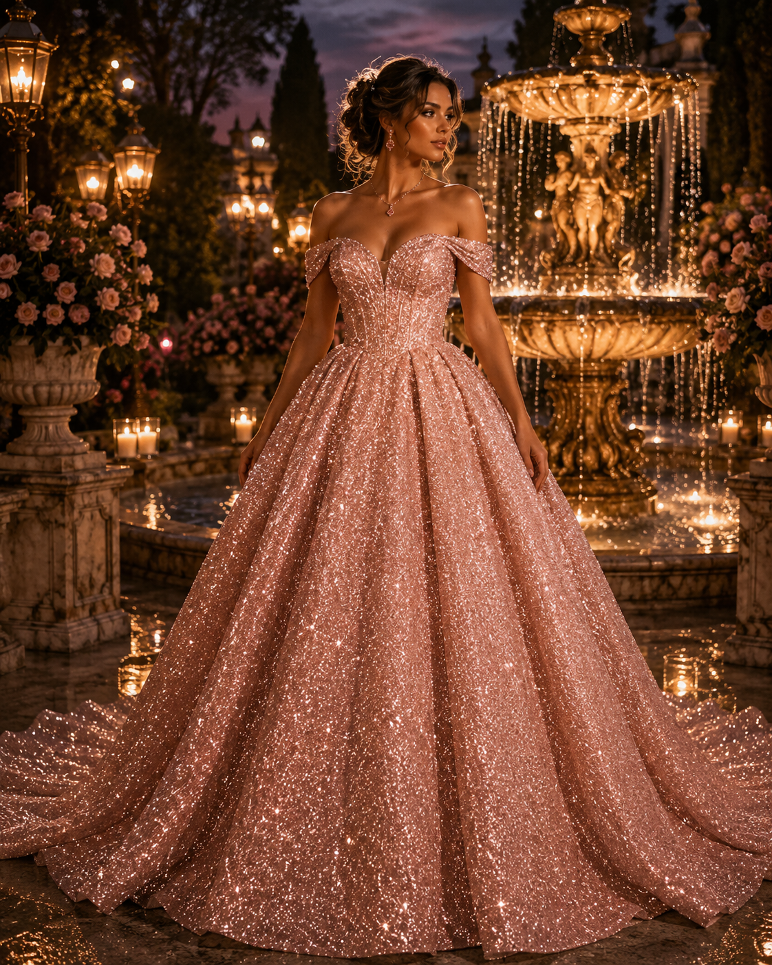 Dubaï-Robe Princesse Pailletée Luxe