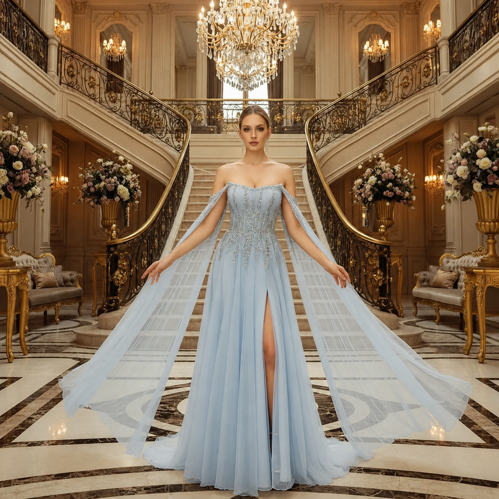 Sophia-Robe de Soirée Princesse Voile de Prestige