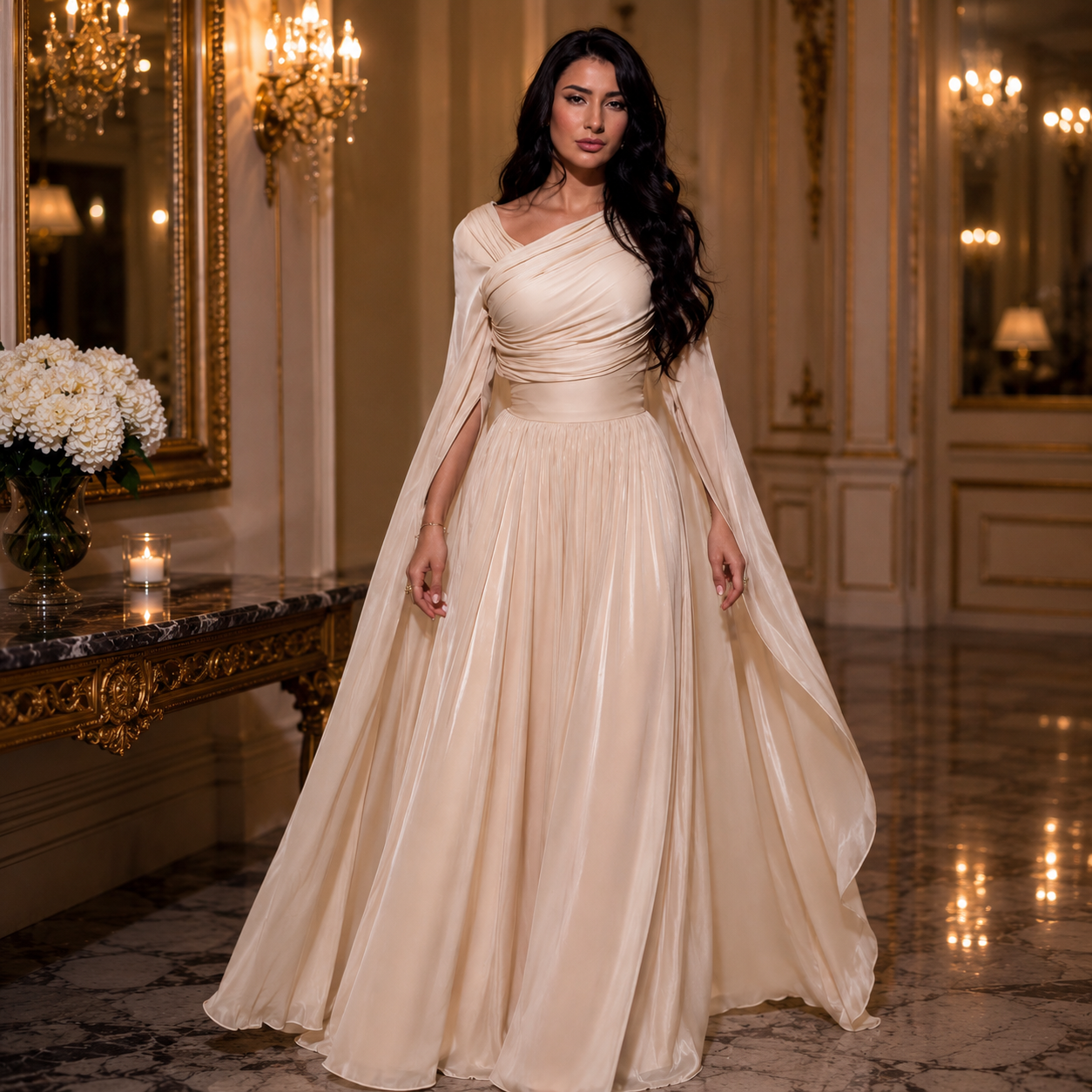 Robe de Mariée Bohème Élégante à Cape Intégrée