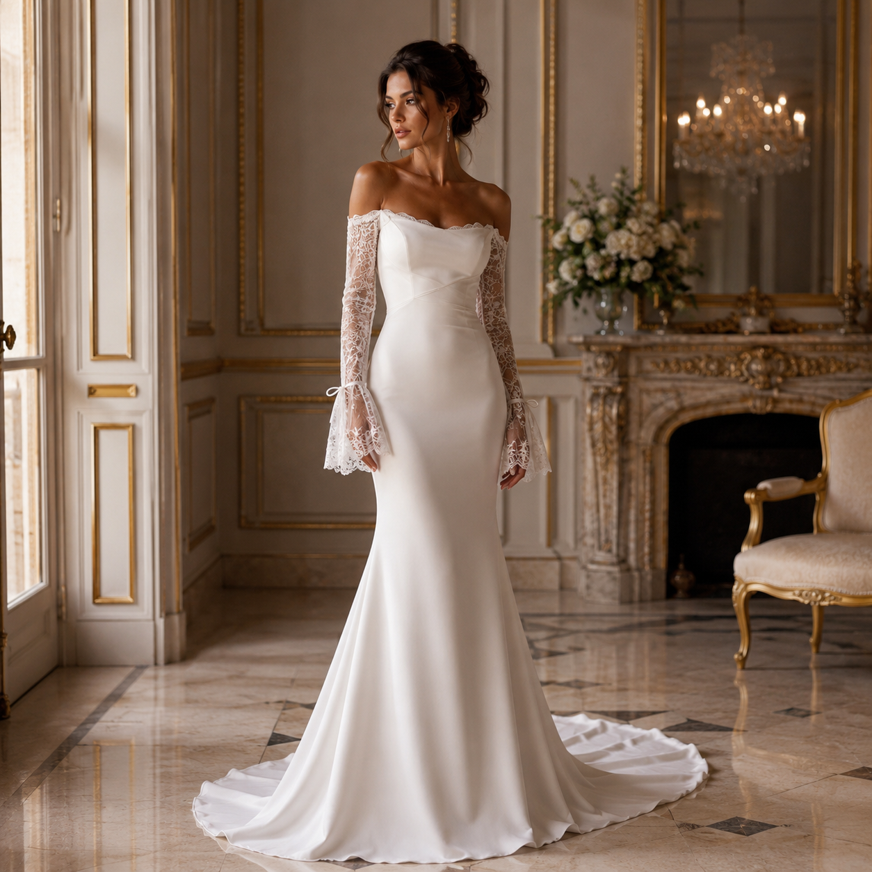 Victoria – Robe de Mariée Sirène Épaules Dénudées