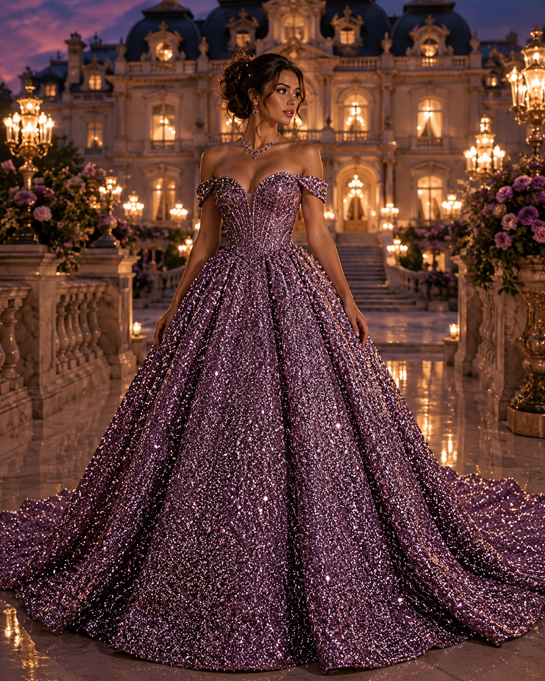 Dubaï-Robe Princesse Pailletée Luxe