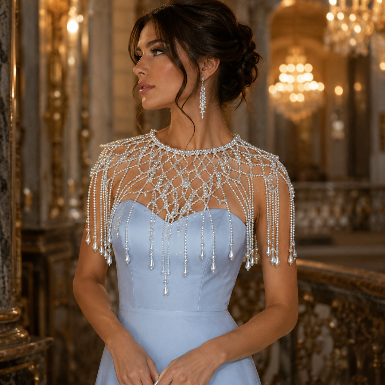 Châle Bijou Perlé pour Robe de Mariée