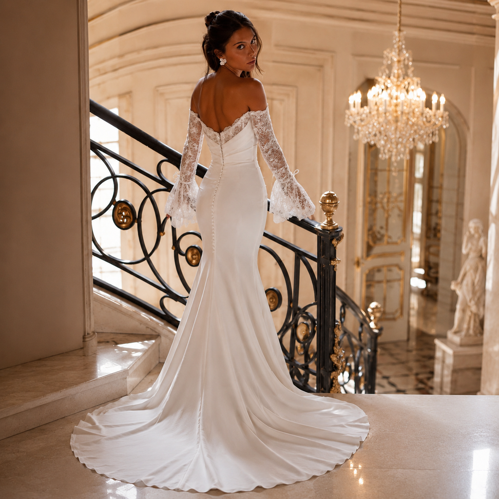 Victoria – Robe de Mariée Sirène Épaules Dénudées