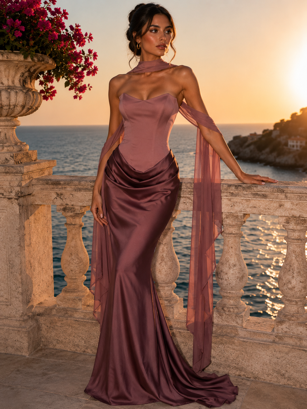 Anna-Robe Sirène Satin Glamour Dos Nu