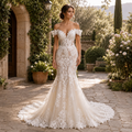 Rosalie – Robe de Mariée Sirène Dentelle 3D et Perles