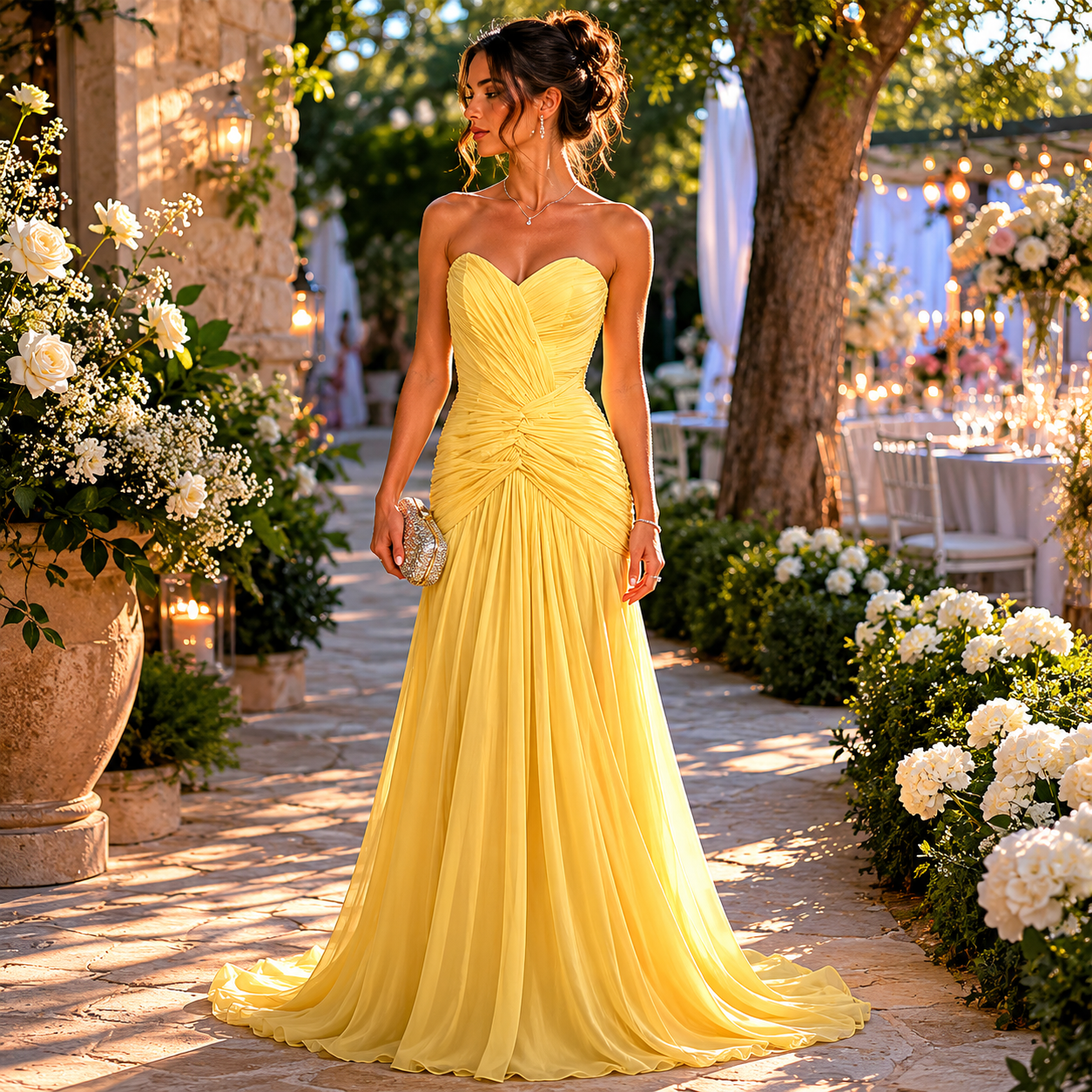 Audrey - Robe de soirée sirène drapée