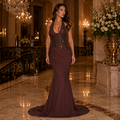 anne-Robe longue sirène dos nu à sequins et col halter