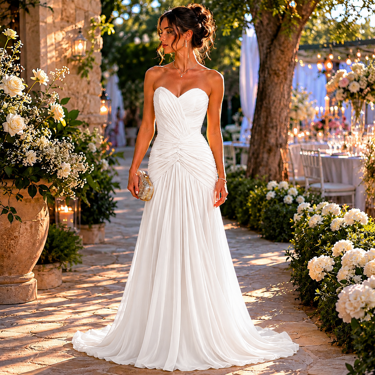 Audrey - Robe de soirée sirène drapée