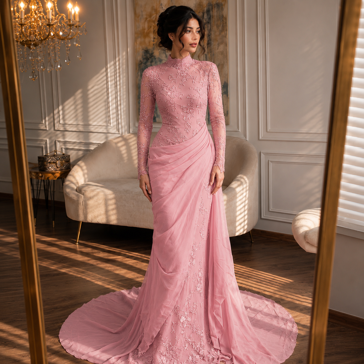 Camélia-Robe de Cérémonie Élégance Royale en Dentelle