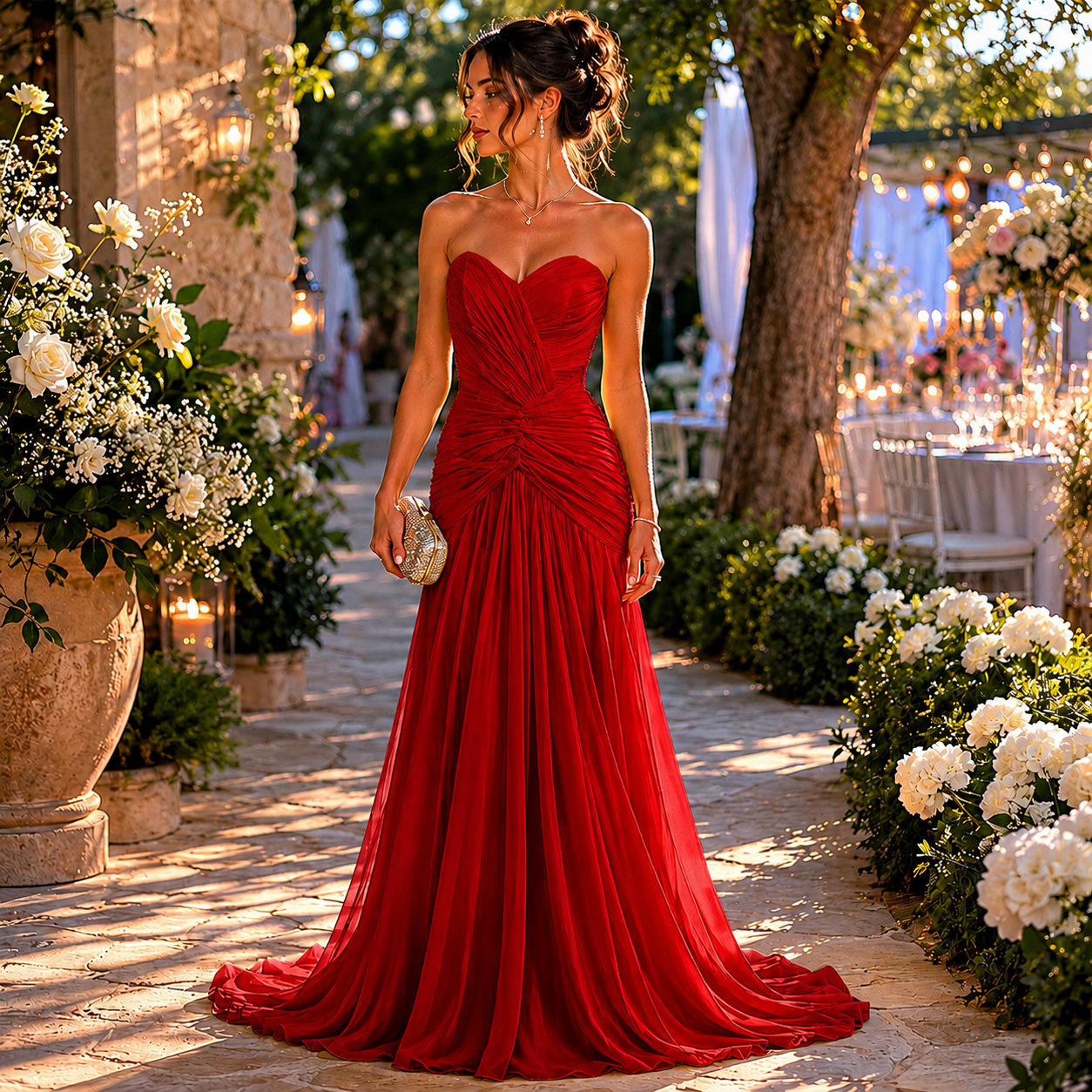 Audrey - Robe de soirée sirène drapée