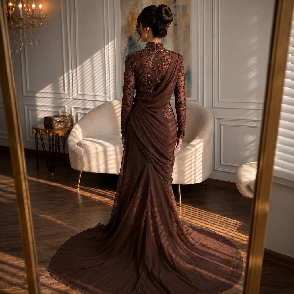 Camélia-Robe de Cérémonie Élégance Royale en Dentelle