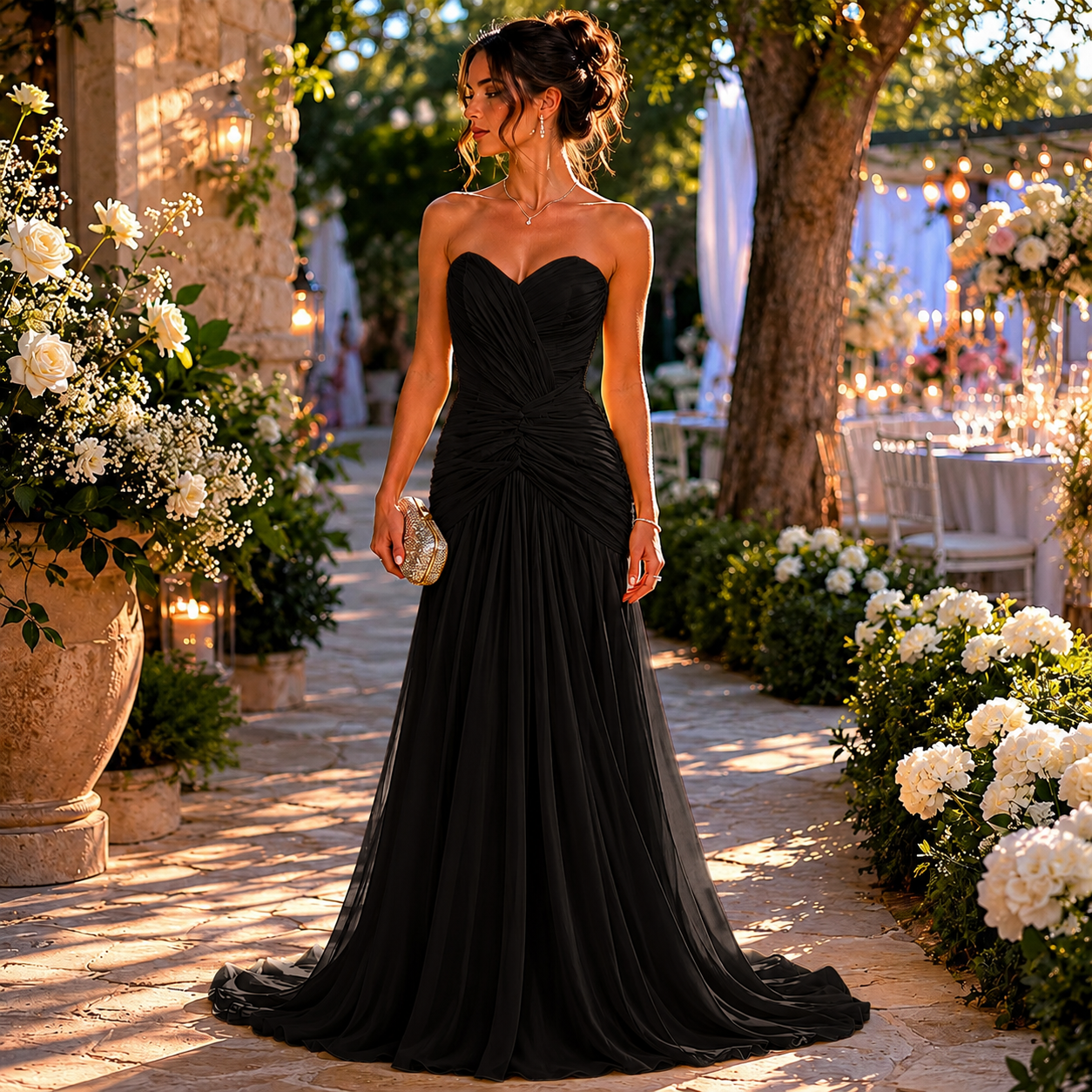 Audrey - Robe de soirée sirène drapée