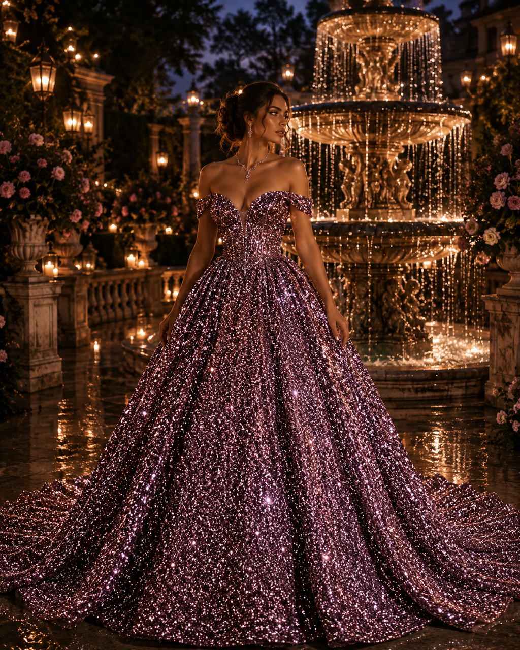 Dubaï-Robe Princesse Pailletée Luxe