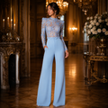 Amandine - Combinaison Élégance Dentelle Bleu Ciel