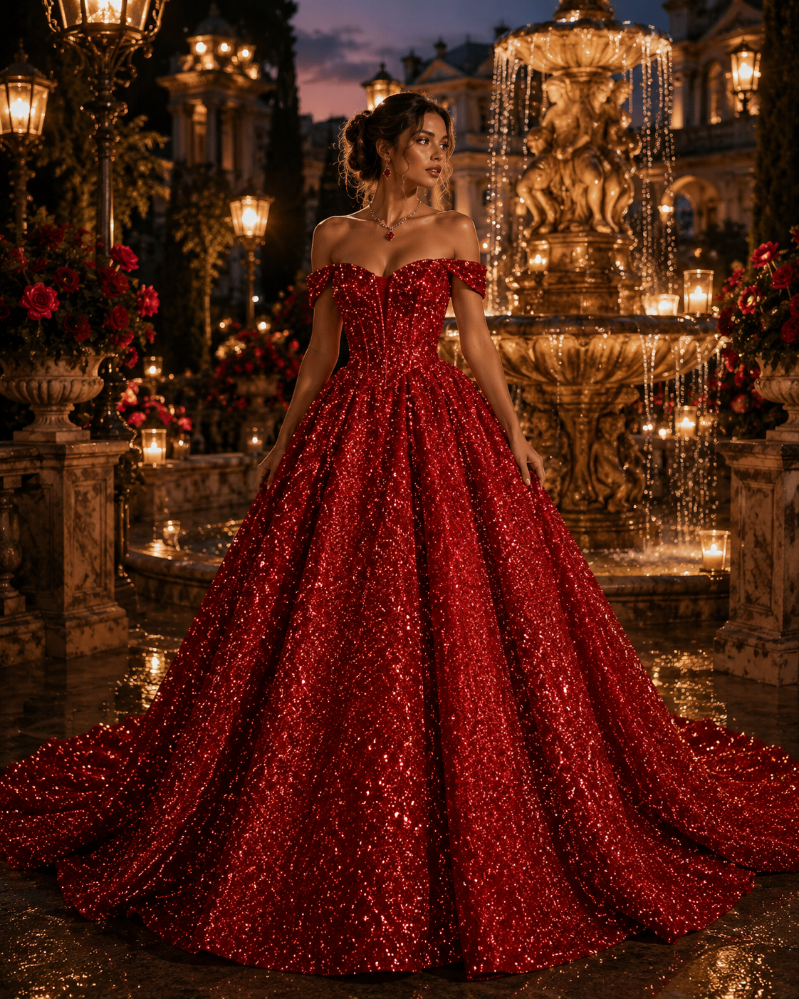 Dubaï-Robe Princesse Pailletée Luxe