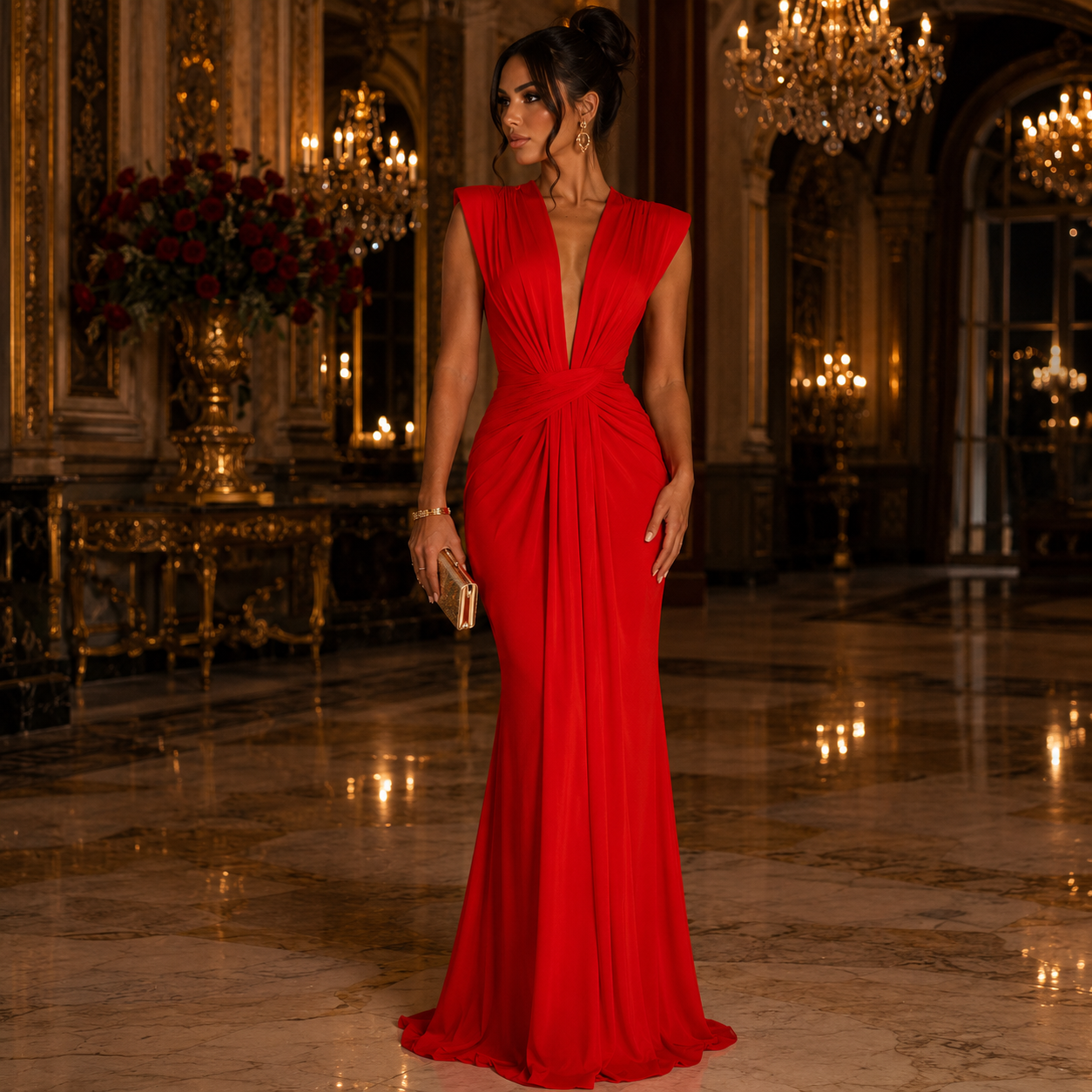 Élina – Robe Longue Drapée Dos Nu