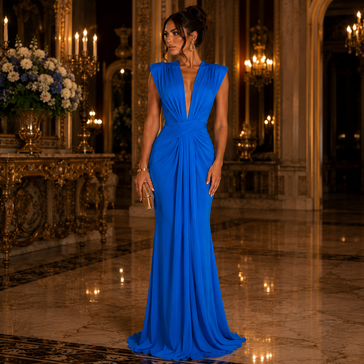 Élina – Robe Longue Drapée Dos Nu