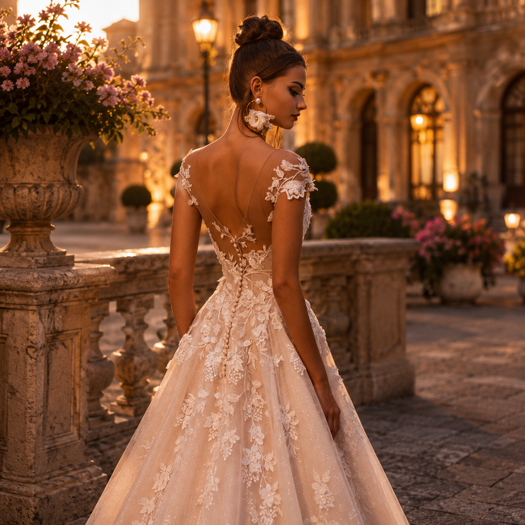 Boho Robe de Mariée Princesse Dentelle Épaules Dénudées
