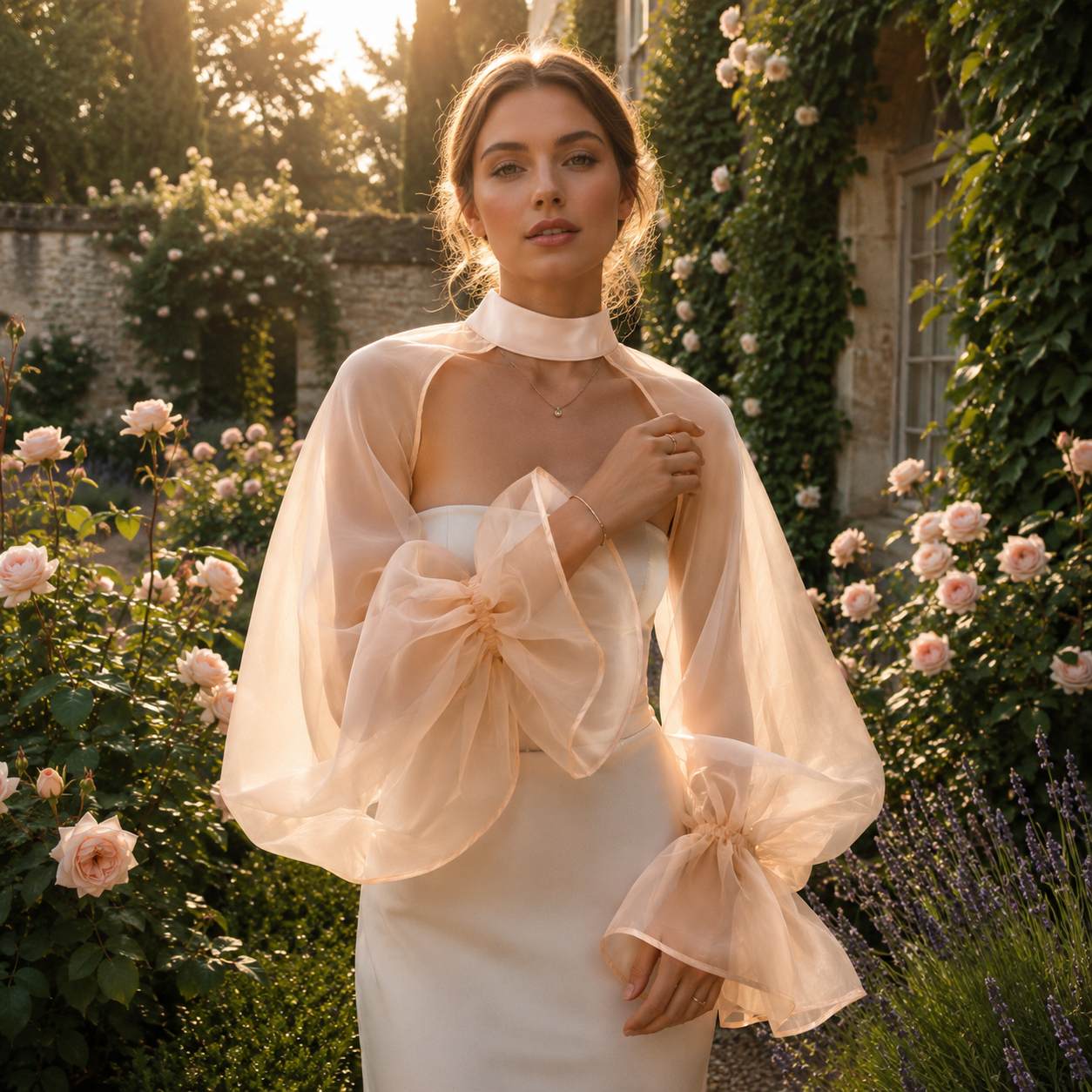 Manches de mariée élégantes et bouffantes, couvre-bras à volants, accessoires de fête