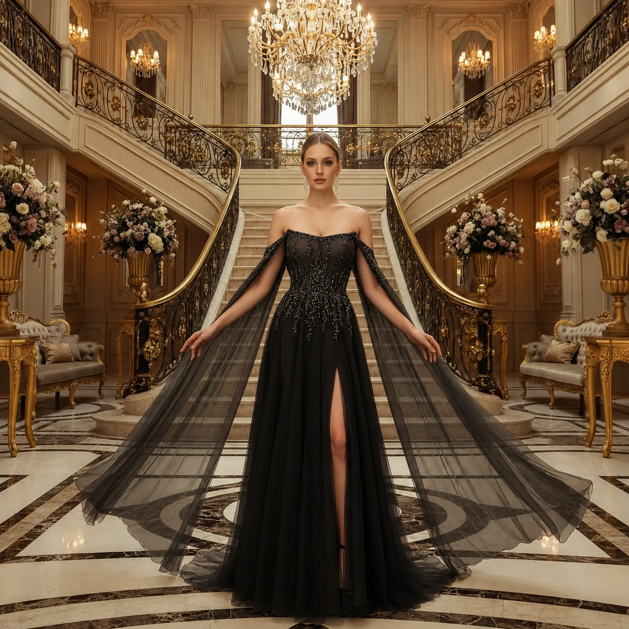 Sophia-Robe de Soirée Princesse Voile de Prestige