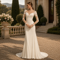 Éléonore – Robe de mariée sirène dos nu à traîne en dentelle