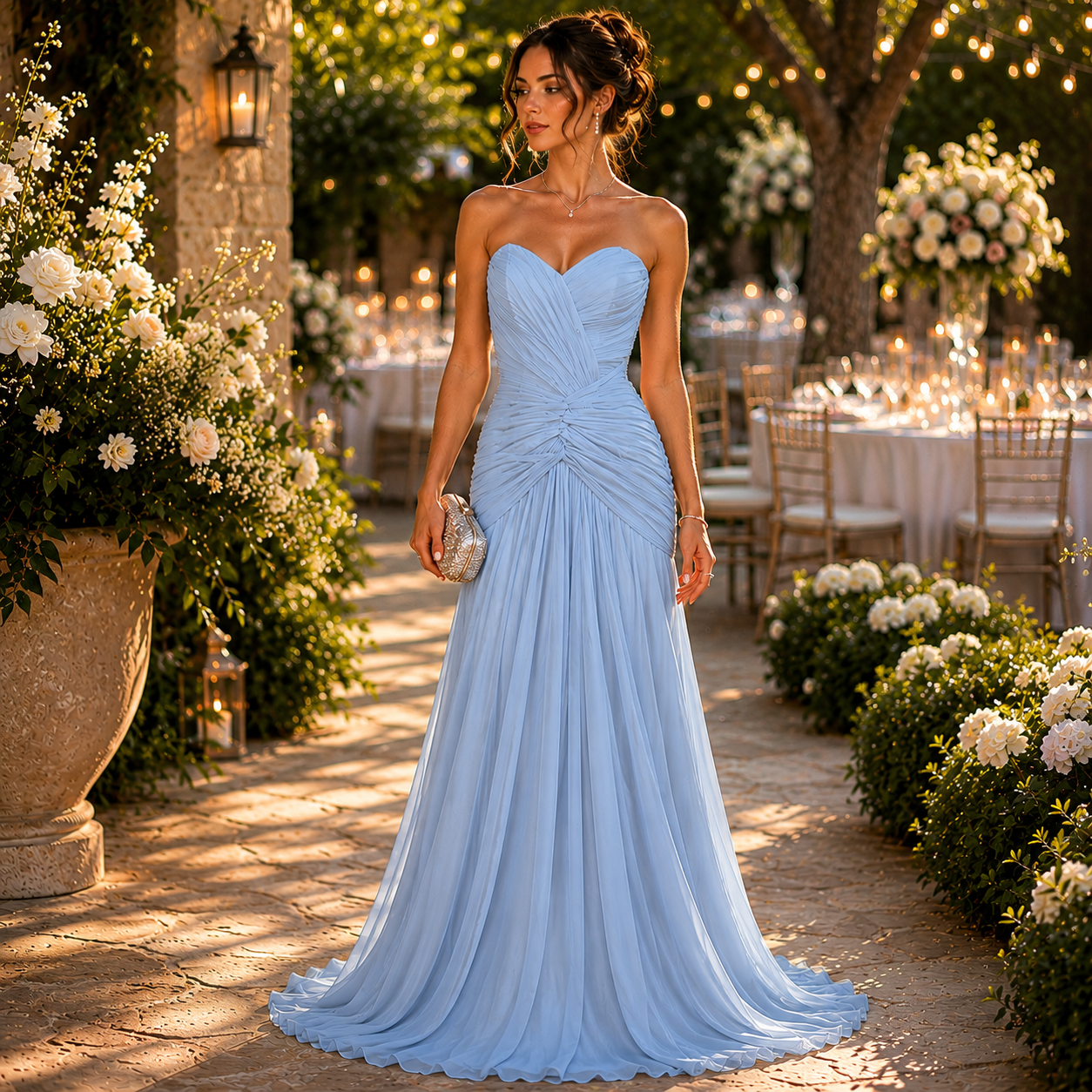Audrey - Robe de soirée sirène drapée