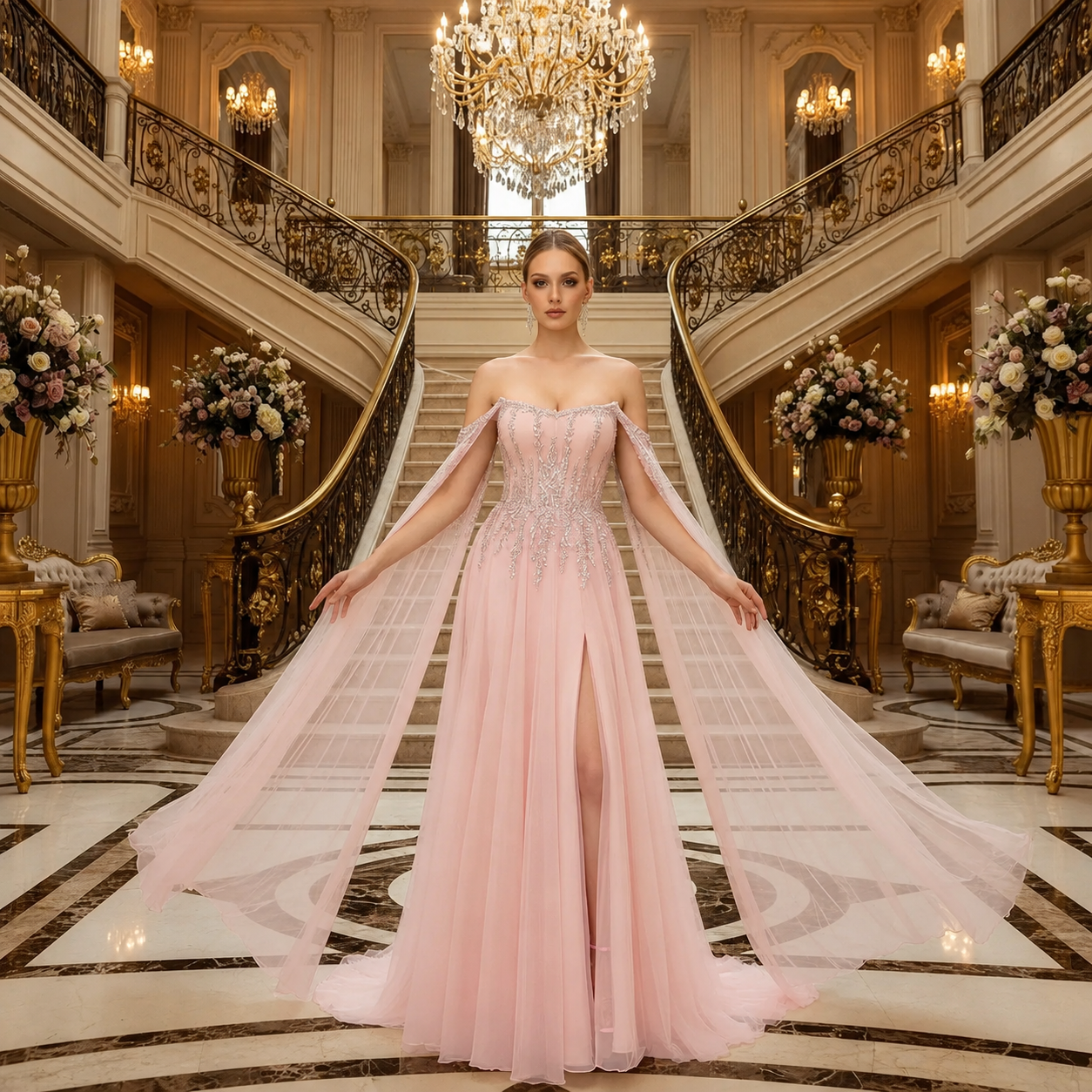 Sophia-Robe de Soirée Princesse Voile de Prestige