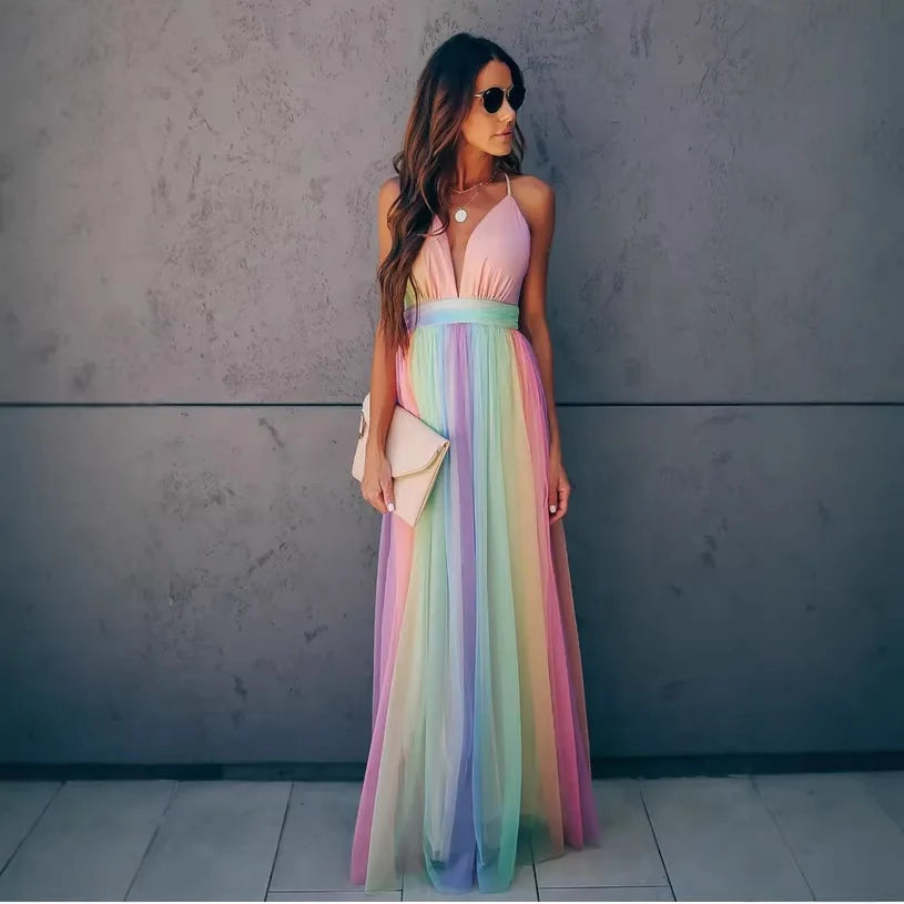 Mira-Robe longue dégradé pastel Élégance Bohème