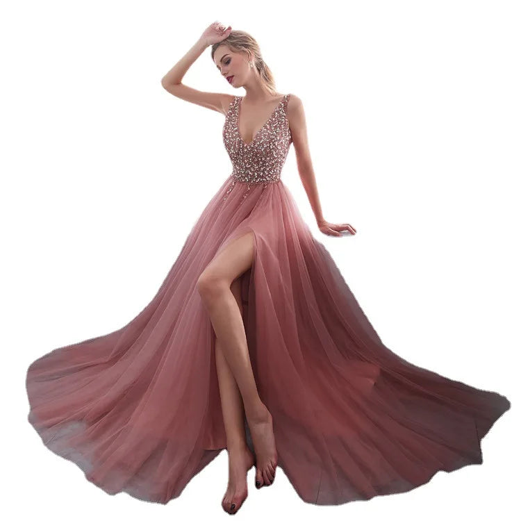 lilly-Robe de Soirée Princesse Rose Poudré Prestige
