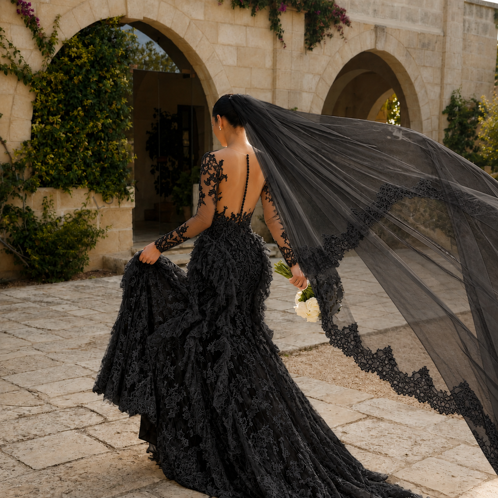 Bohème – Robe de Mariée Sirène Dentelle Luxe & Manches Longues