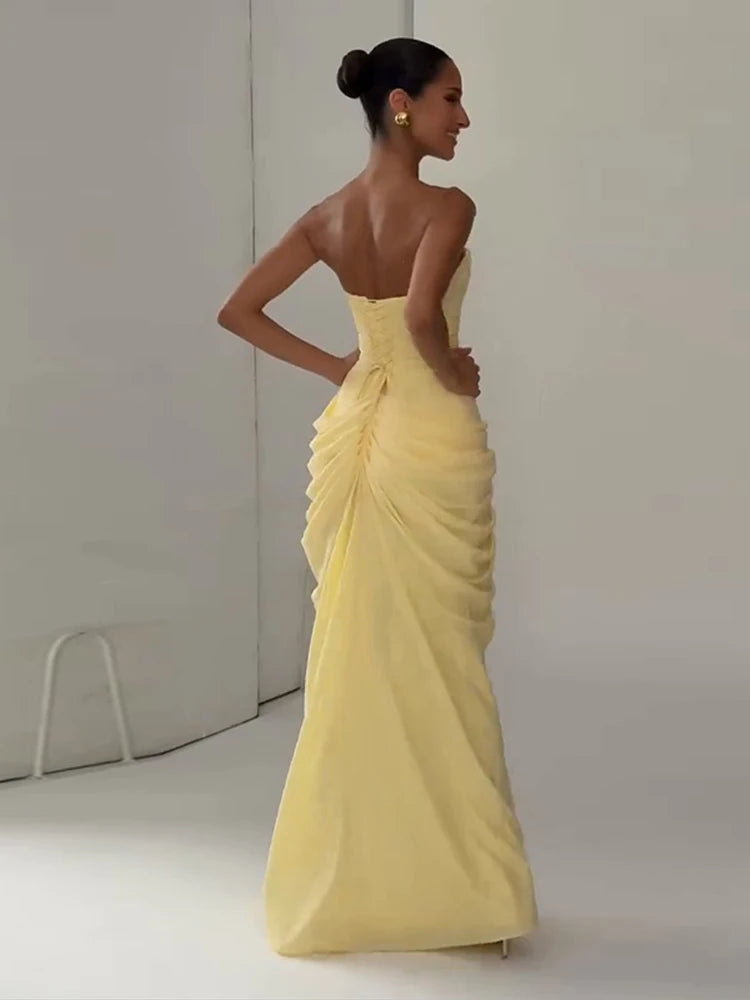 Clara-Robe Longue Fendue Élégance Satinée