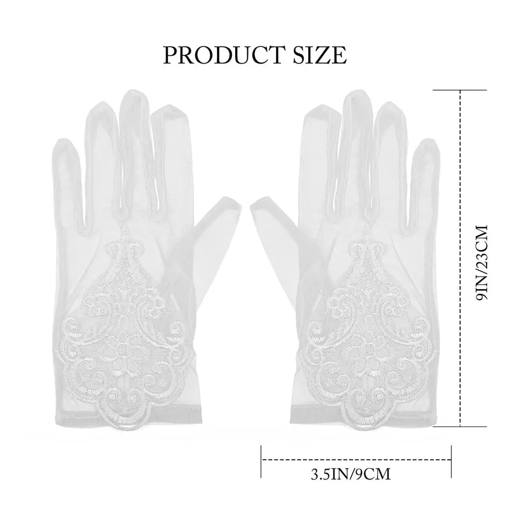 Suri-Gants de Mariée Courts en Tulle Perlé Élégance Cérémonie