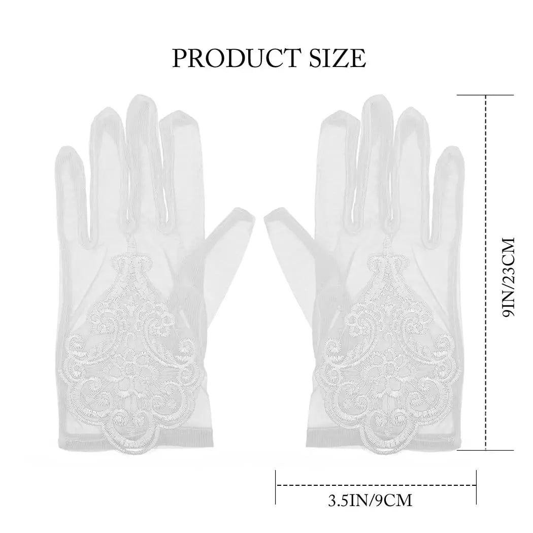 Suri-Gants de Mariée Courts en Tulle Perlé Élégance Cérémonie