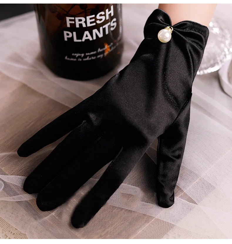 Maria-Gants de Mariée Satinés Élégance Perles