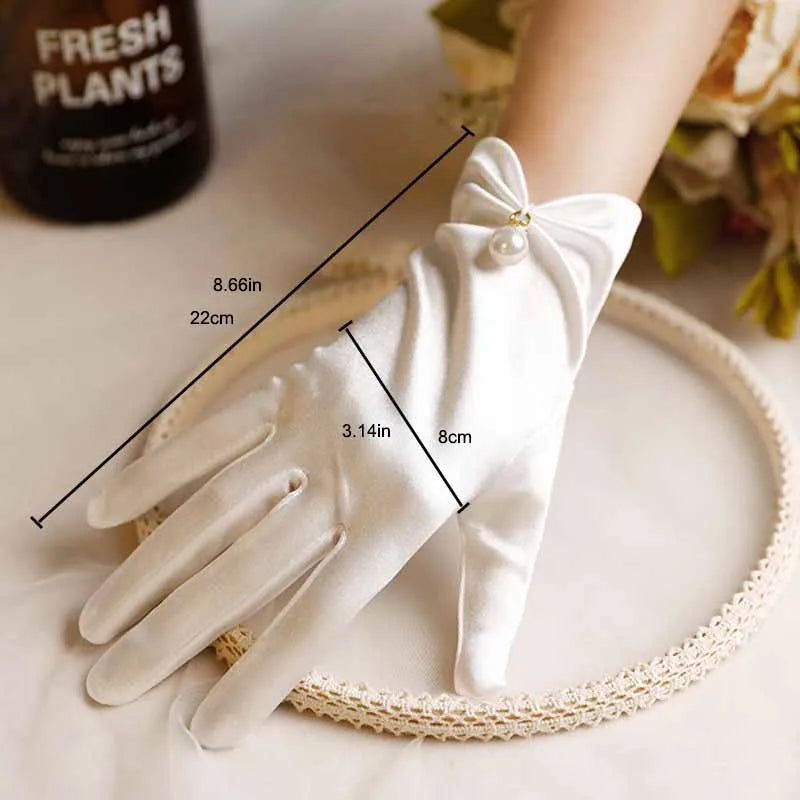Maria-Gants de Mariée Satinés Élégance Perles