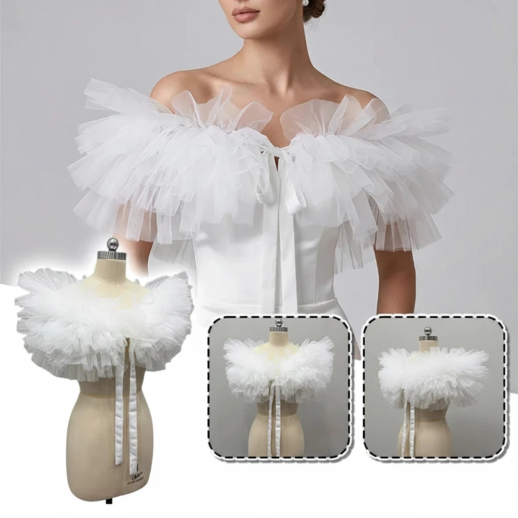Nuage-Étole Fleurie en Mousseline pour Mariage et Cérémonie