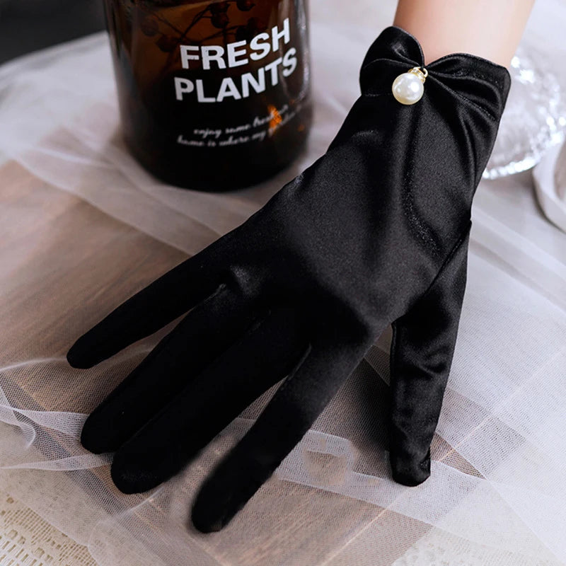 Maria-Gants de Mariée Satinés Élégance Perles