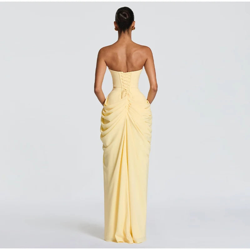 Clara-Robe Longue Fendue Élégance Satinée