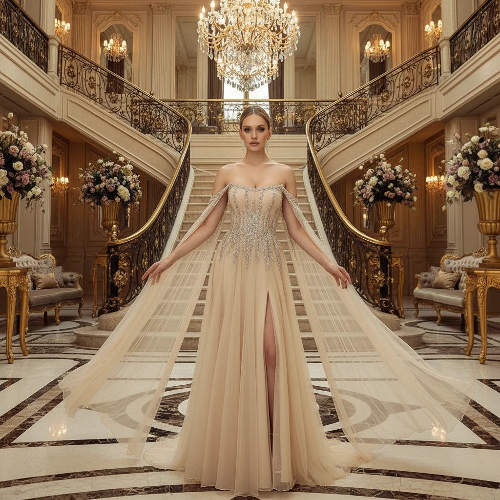 Sophia-Robe de Soirée Princesse Voile de Prestige