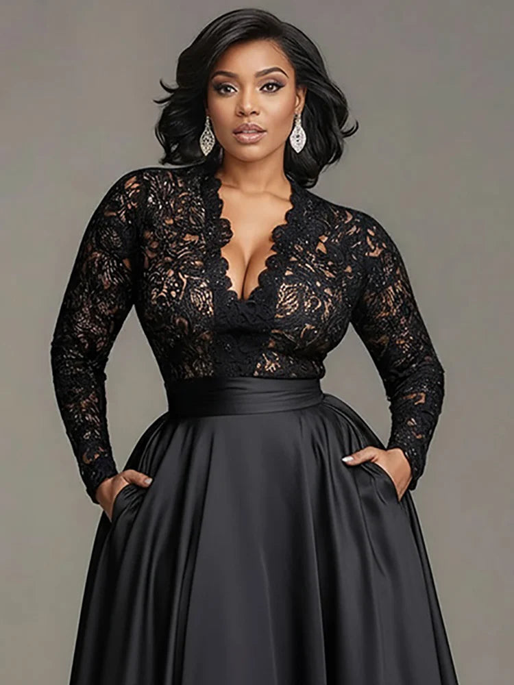 pipa-Robe de soirée de luxe en dentelle ajourée