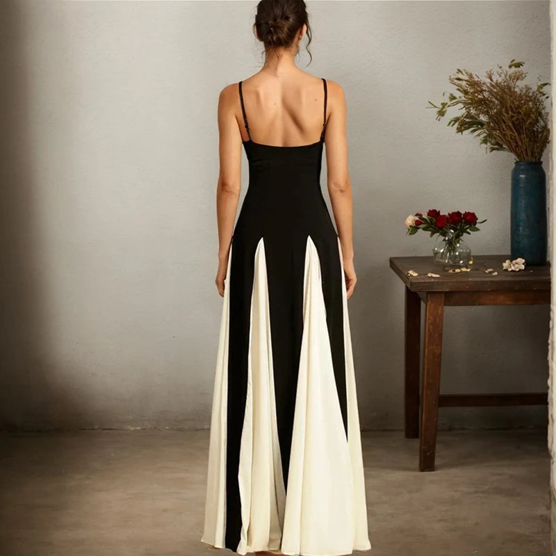 justine-Robe Longue Bicolore Élégance Intemporelle