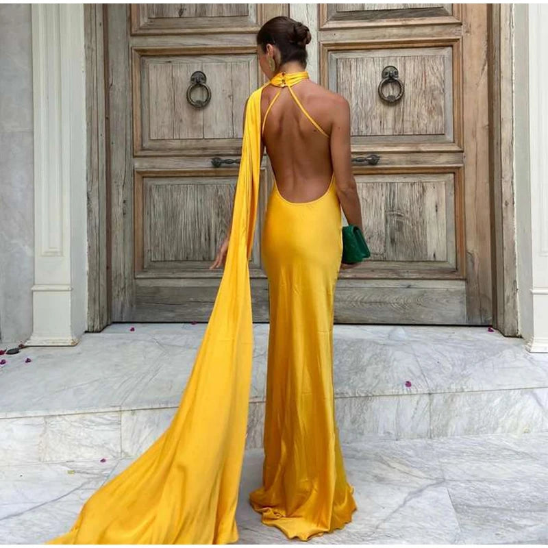 fleura-Robe Longue Satinée Dos Nu Élégance