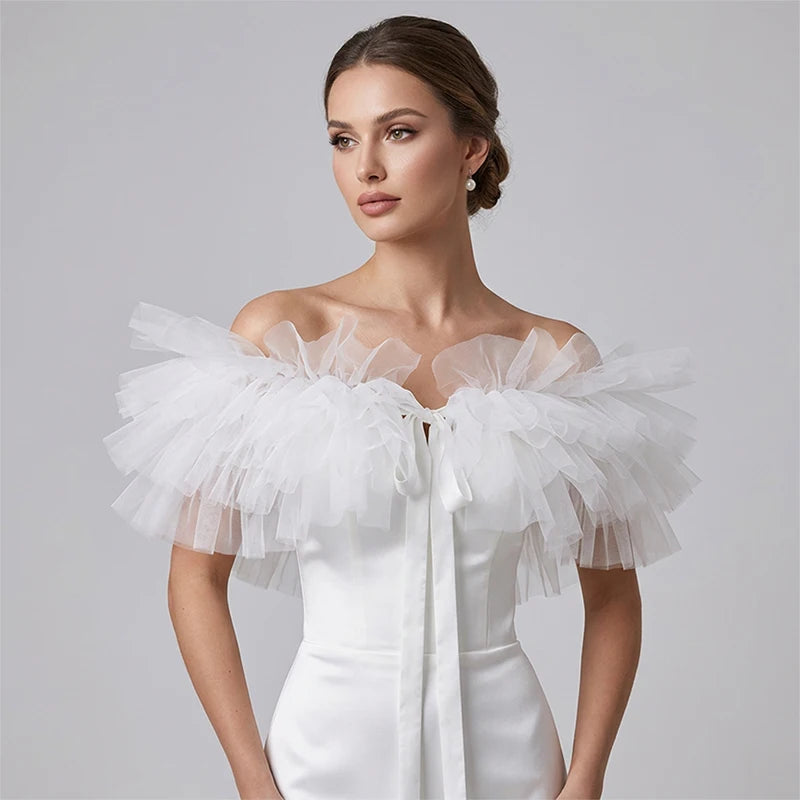 Nuage-Étole Fleurie en Mousseline pour Mariage et Cérémonie
