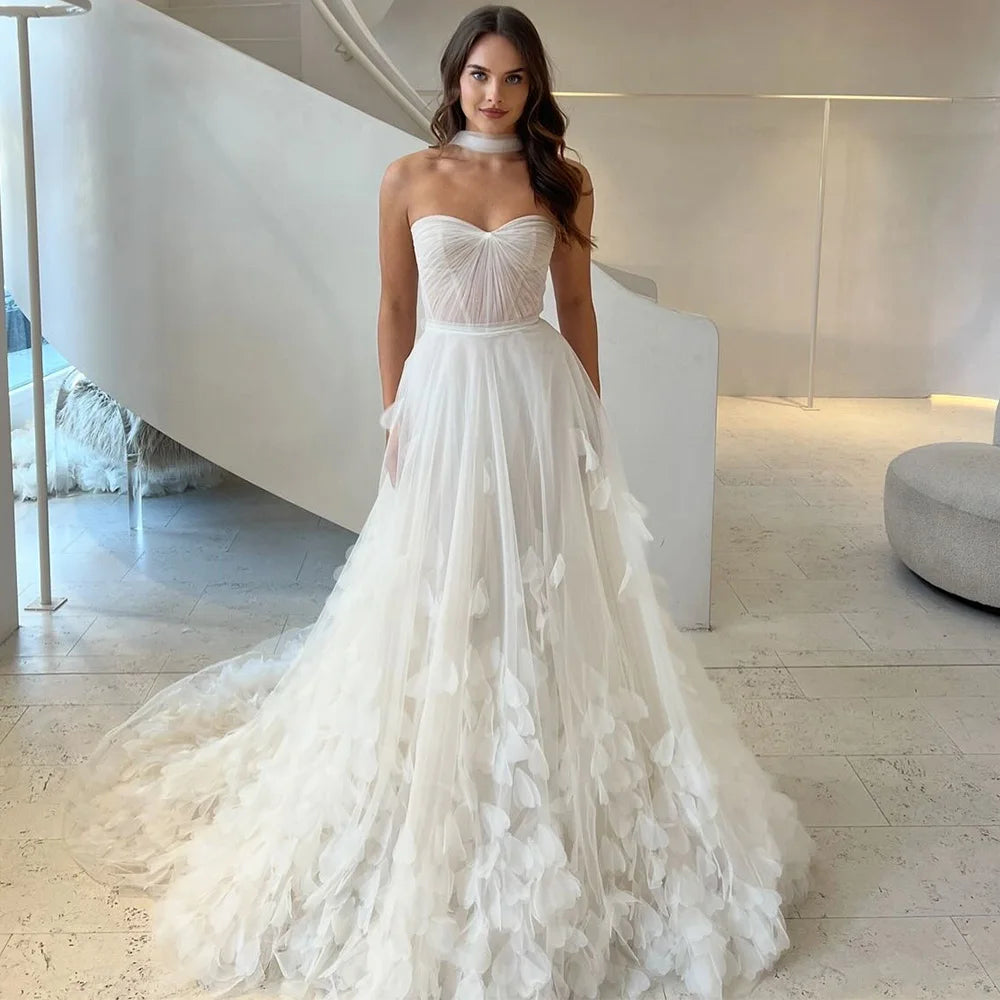 Plume-Robe de Mariée Princesse Tulle Romantique