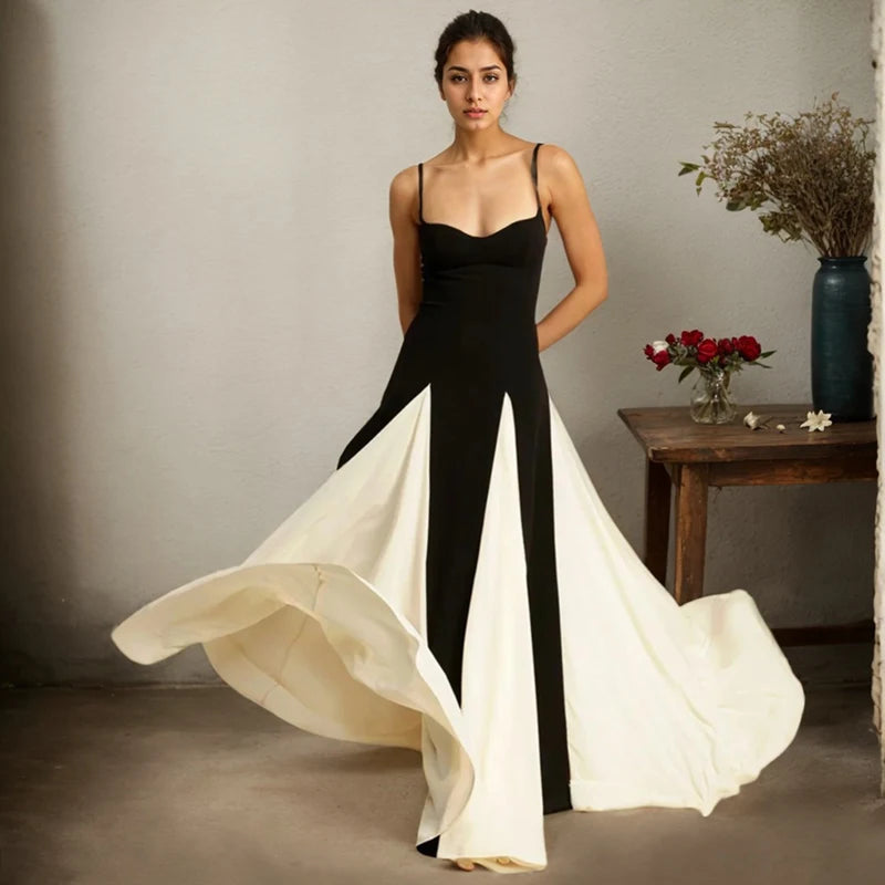 justine-Robe Longue Bicolore Élégance Intemporelle