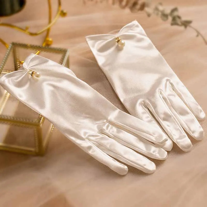 Maria-Gants de Mariée Satinés Élégance Perles