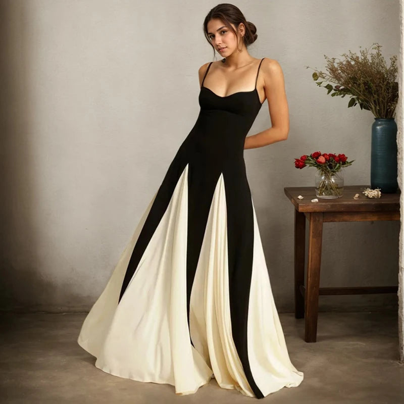 justine-Robe Longue Bicolore Élégance Intemporelle