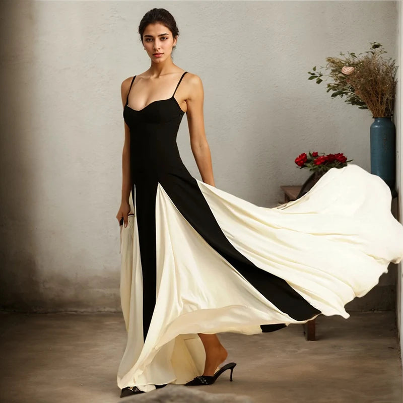 justine-Robe Longue Bicolore Élégance Intemporelle